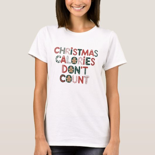 Kerstcalorieën tellen niet mee t-shirt (Voorkant)