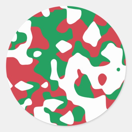 Kerstcamouflage Ronde Sticker (Voorkant)