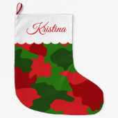 Kerstcamouflage Rood Groen Monogram Grote Kerstsok (Voorkant)