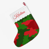 Kerstcamouflage Rood Groen Monogram Grote Kerstsok (Achterkant (Hangend))