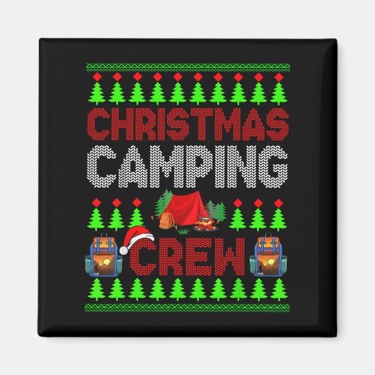 Kerstcamperbemanning Kersttrui Santa Camper Cam Magneet (Voorkant)