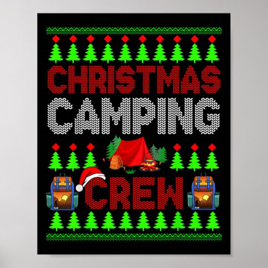 Kerstcamperbemanning Kersttrui Santa Camper Cam Poster (Voorkant)