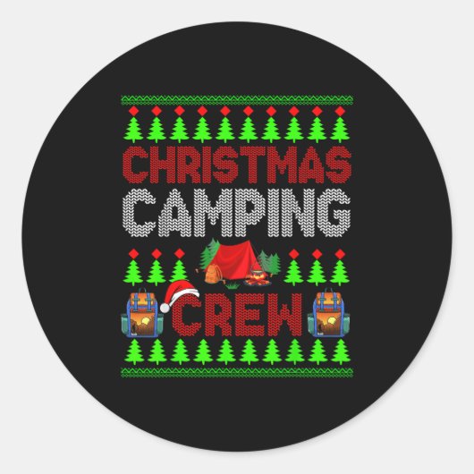 Kerstcamperbemanning Kersttrui Santa Camper Cam Ronde Sticker (Voorkant)