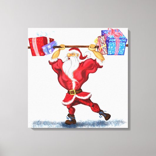 Kerstcanvas — Bodybuilder — Kerstman — kerstcadeau Canvas Afdruk (Voorkant)