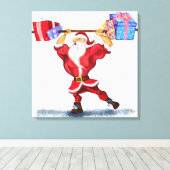 Kerstcanvas — Bodybuilder — Kerstman — kerstcadeau Canvas Afdruk (Insitu (Houten vloer))