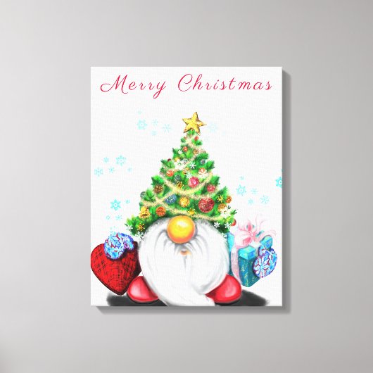 Kerstcanvas — Gift Gnome afdrukken met cadeaus (Voorkant)