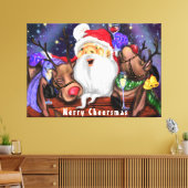 Kerstcanvas — kerstman en rendieren canvas afdruk (Insitu (Woonkamer))
