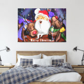 Kerstcanvas — kerstman en rendieren canvas afdruk (Insitu (Slaapkamer))