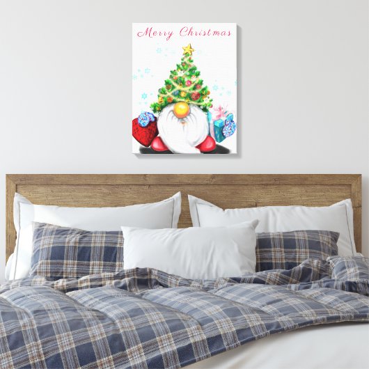 Kerstcanvas printgenoom met cadeau canvas afdruk (Insitu (Slaapkamer))