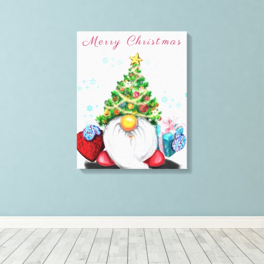 Kerstcanvas printgenoom met cadeau canvas afdruk (Insitu (Houten vloer))