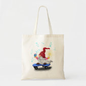 kerstCanvas tas Gift Skater Gnome met cadeaus (Voorkant)