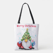kerstCanvas tas Gnome met cadeau (Achterkant)