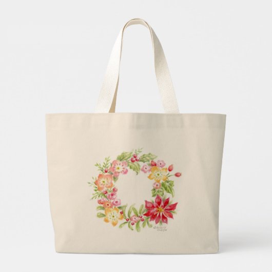 kerstCanvas tas Waterverf Wreath (Achterkant)