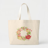 kerstCanvas tas Waterverf Wreath (Voorkant)