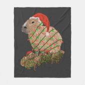 KerstCapybara Family Wrapped in Lights Fleece Deken (Voorkant)