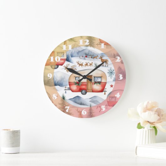 Kerstcaravan, sneeuw, herten grote klok (Huis)