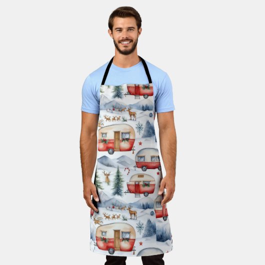 Kerstcaravan, sneeuw, herten schort (Gedragen)