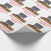 Kerstcarol bovenste roodband  cadeaupapier (Hoek)