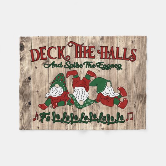 KerstCarol Eggnog Gnomes decuteren de zalen Fleece Deken (Voorkant (Horizontaal))