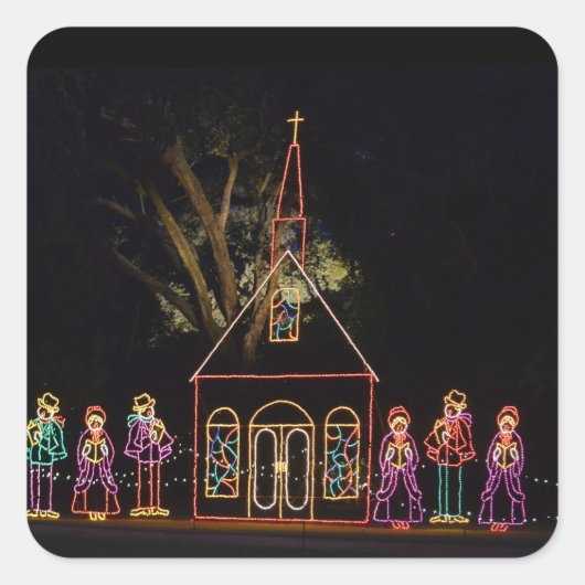 Kerstcarol Lichten 2016 Vierkante Sticker (Voorkant)