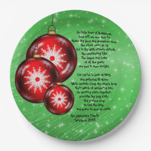 Kerstcarol Lyrics Little Town Bethlehem - 9 inch Papieren Bordje