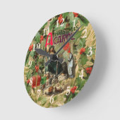 Kerstcarol Scrooge Art Afdrukillustratie Ronde Klok (Hoek)