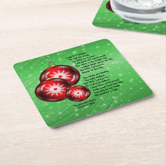 Kerstcarol sine weg in een woede kartonnen onderzetters (Schuin)