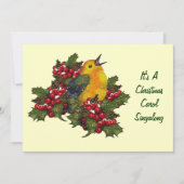 KerstCarol Singco: Vogel, Holly, Berries Kaart (Voorkant)