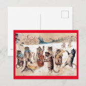 Kerstcarol Singing, Louis Wain Briefkaart (Voorkant / Achterkant)