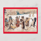 Kerstcarol Singing, Louis Wain Briefkaart (Voorkant)