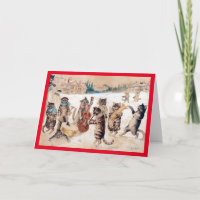 Kerstcarol Singing, Louis Wain Card
