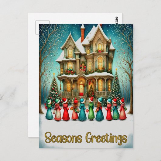 KerstCarolers Briefkaart (Voorkant / Achterkant)