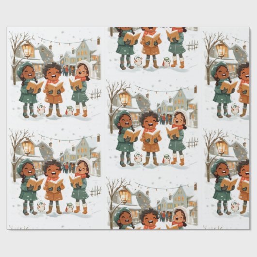 KerstCarolers Cadeaupapier (Vlak)
