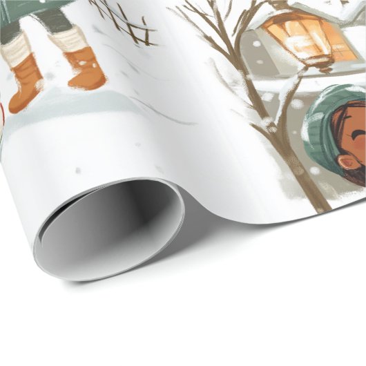 KerstCarolers Cadeaupapier (Rol Hoek)