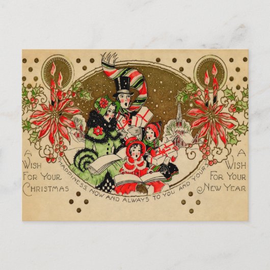 KerstCarolers Feestdagenkaart (Voorkant)