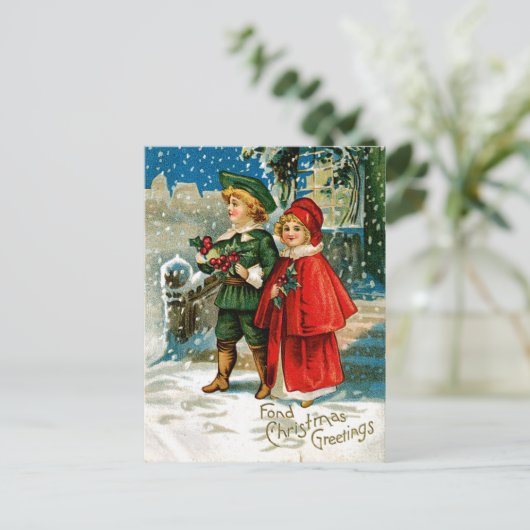 KerstCarolers Feestdagenkaart (Staand voorkant)