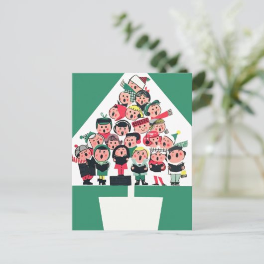 KerstCarolers Feestdagenkaart (Staand voorkant)