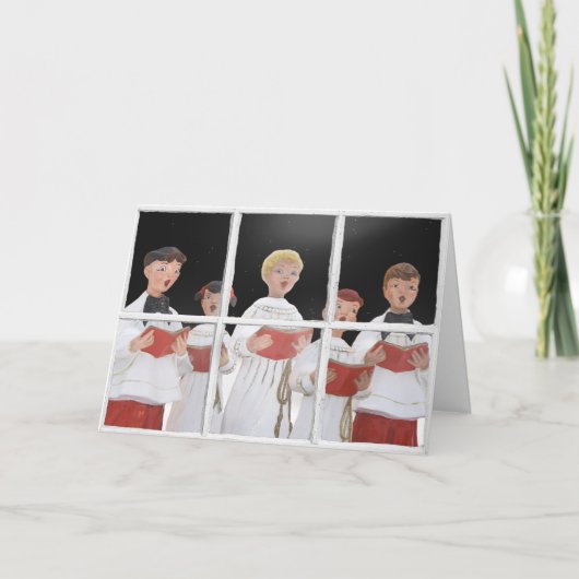 KerstCarolers in het raam Feestdagen Kaart (Voorkant)