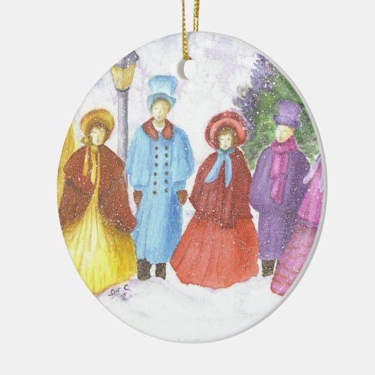 KerstCarolers Keramisch Ornament (Links)