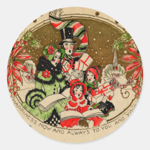 KerstCarolers Ronde Sticker