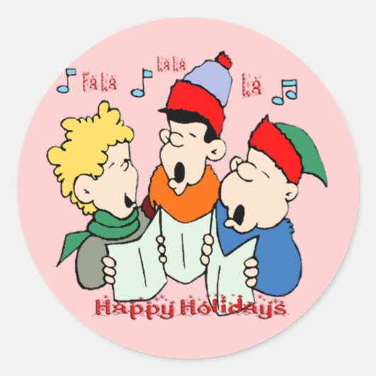 KerstCarolers Ronde Sticker (Voorkant)