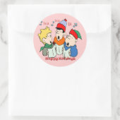 KerstCarolers Ronde Sticker (Tas)
