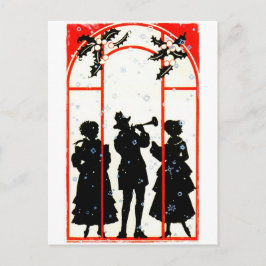 KerstCarolers Silhouette 1920 Feestdagenkaart