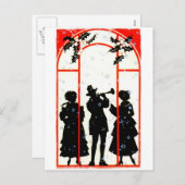 KerstCarolers Silhouette 1920 Feestdagenkaart (Voorkant / Achterkant)