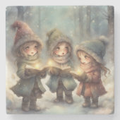 KerstCarolers Stenen Onderzetter (Voorkant)