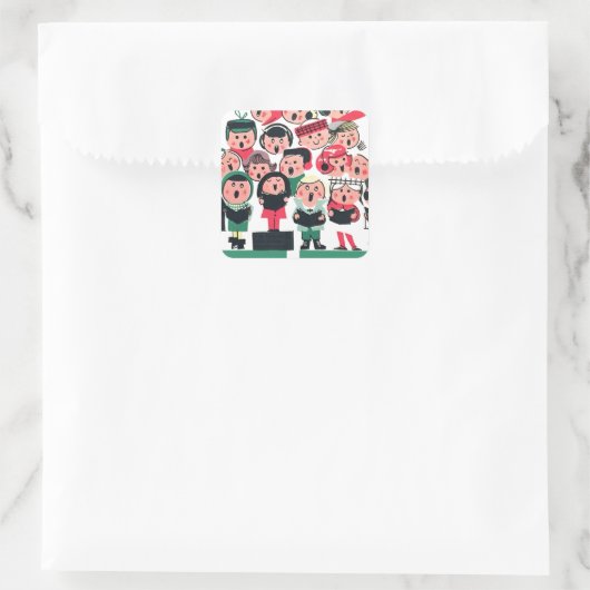 KerstCarolers Vierkante Sticker (Tas)
