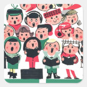 KerstCarolers Vierkante Sticker (Voorkant)