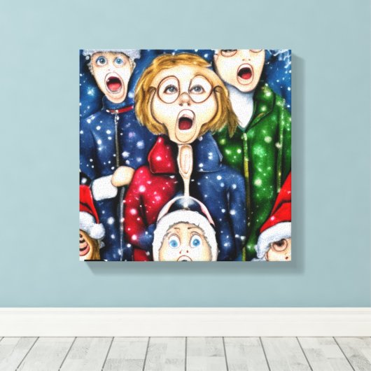 KerstCaroling Canvas Afdruk (Insitu (Houten vloer))