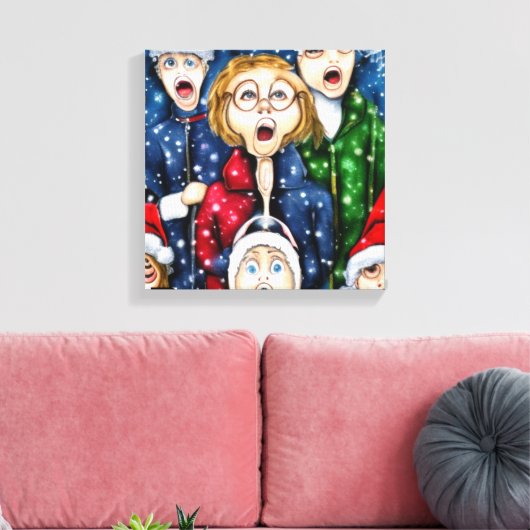KerstCaroling Canvas Afdruk (Insitu (Woonkamer))