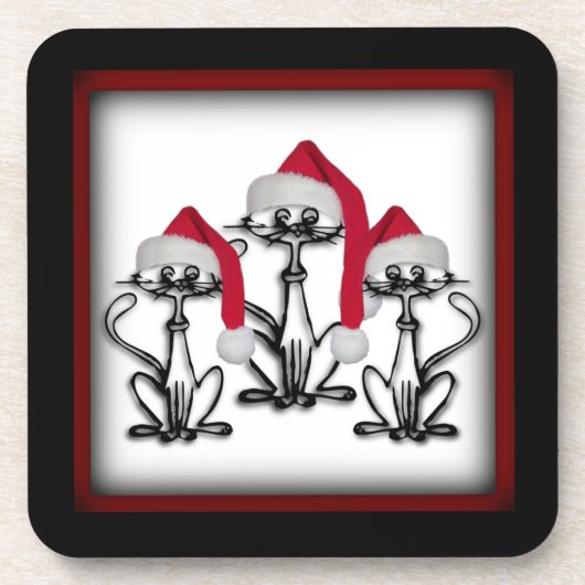 KerstCaroling Cats Joyous Fun Bier Onderzetter (Voorkant)